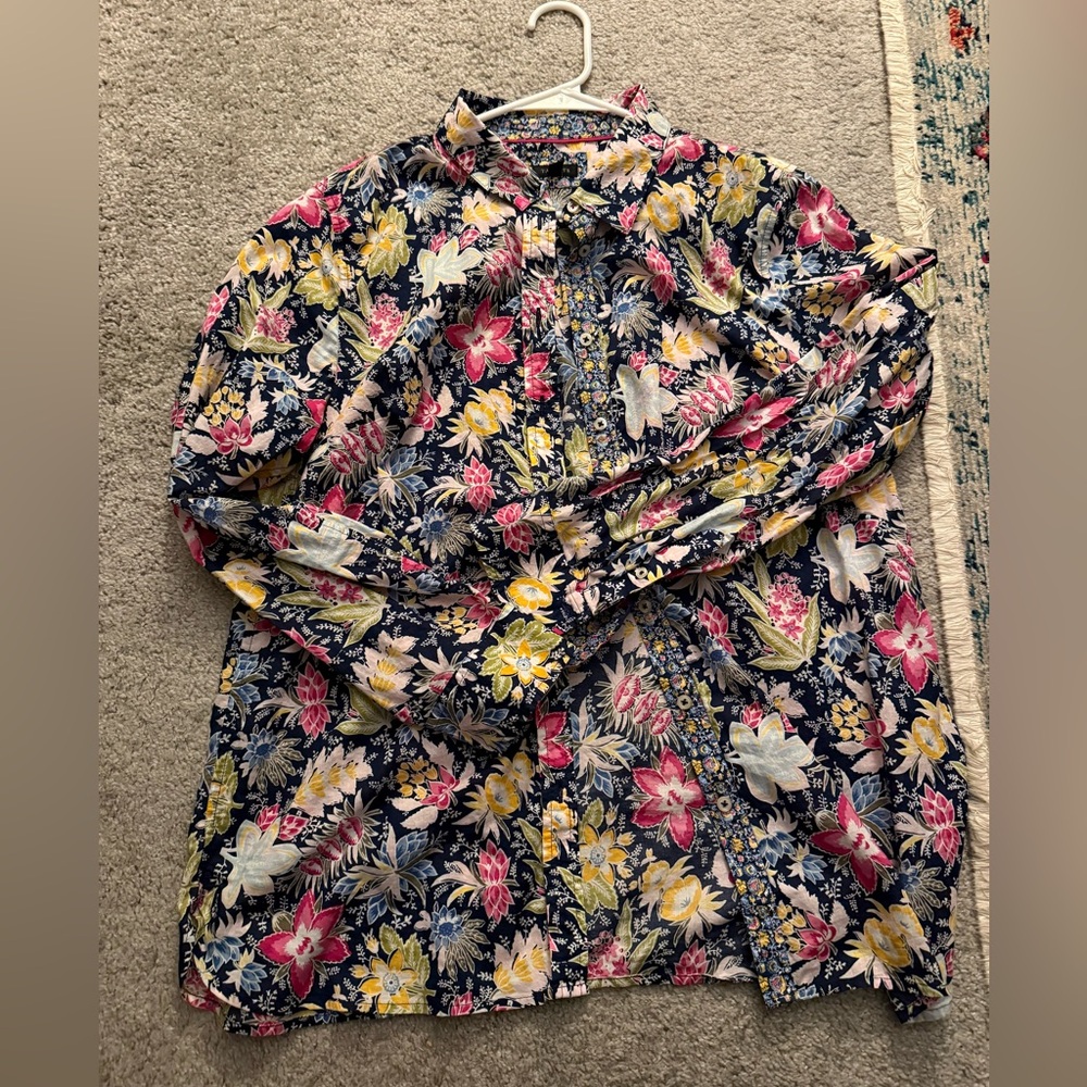 Talbots Multicolor Floral Button-Up Blouse